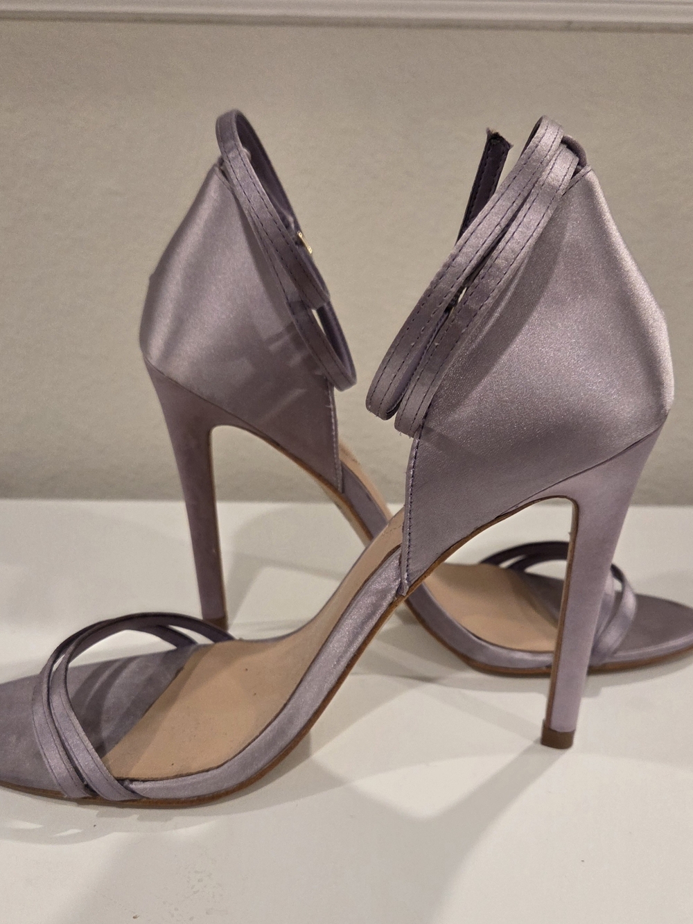 ALDO Lavender Satin Ankle-Strap Heels - Picture 2 of 4